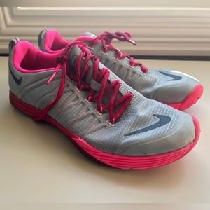 Nike Lunar Cross Element shoes, grey and pink, size 10